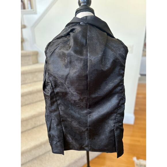 Paisley & Grey Black Plaid & Satin Shawl Collar Single Button Blazer - Picture 7 of 9